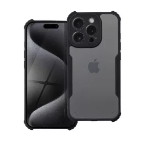   Apple iPhone 12 Pro Max, Szilikon tok, közepesen ütésálló, légpárnás sarok, akril hátlap, Anti-Drop Case, átlátszó/fekete