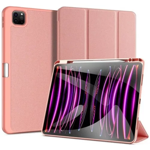 Apple iPad Pro 13 (2024 / 2025), mappa tok, Smart Case, érintőceruza tartó, Dux Ducis Domo, rózsaszín