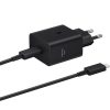 Hálózati töltő adapter, 45W, USB Type-C aljzat, USB Type-C - USB Type-C kábellel, PD, PDO / PPS, gyorstöltés, Samsung, fekete, gyári