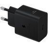 Hálózati töltő adapter, 45W, USB Type-C aljzat, USB Type-C - USB Type-C kábellel, PD, PDO / PPS, gyorstöltés, Samsung, fekete, gyári
