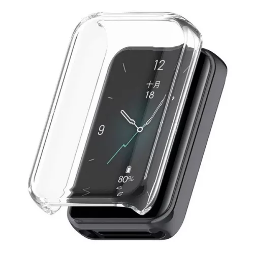 Huawei Honor Band 9, Szilikon védőkeret, közepesen ütésálló, szíj nélkül, átlátszó
