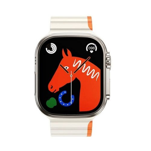 Apple Watch 4-6, SE, SE (2022), SE (2025) (38 / 40 mm) / Watch 7-9 (41 mm) / Watch 10-11 (42 mm), szilikon pótszíj, mágneses zár, kétszínű, 3D minta, Hoco AS10-112, fehér/narancssárga