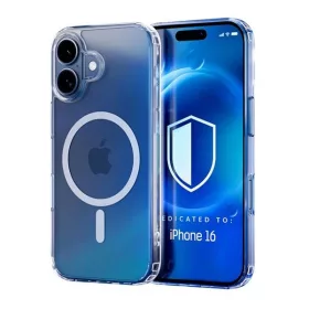   Apple iPhone 16, Szilikon tok, közepesen ütésálló,  légpárnás sarok, Magsafe kompatibilis, átlátszó