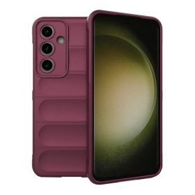   Samsung Galaxy S24 FE SM-S721, Szilikon tok, közepesen ütésálló, 3D minta, bordó
