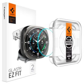   Samsung Galaxy Watch Ultra (47mm) SM-L705, Kijelzővédő fólia, ütésálló fólia (az íves részre is!), Tempered Glass (edzett üveg), Spigen Ez Fit, Clear, 2 db / csomag