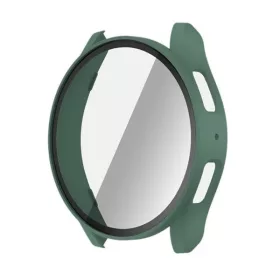   Samsung Galaxy Watch 7 (44 mm) SM-L310 / L315, Műanyag védőkeret, kijelzővédő üveggel, közepesen ütésálló, szíj nélkül, sötétzöld
