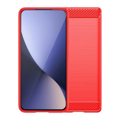 Huawei Honor X6b, Szilikon tok, közepesen ütésálló, szálcsiszolt, karbon minta, piros