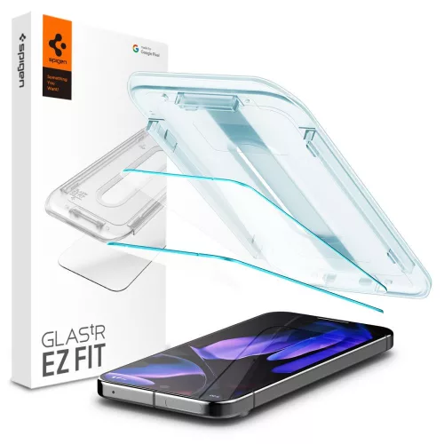 Google Pixel 9 Pro XL / 10 Pro XL, Kijelzővédő fólia, ütésálló fólia az íves részre nem hajlik rá!), Tempered Glass (edzett üveg), Spigen Ez Fit, Clear, 2 db / csomag