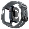 Apple Watch 10-11 (46 mm), Szilikon védőkeret, ütésálló, szíjjal, Spigen Rugged Armor Pro, sötétszürke