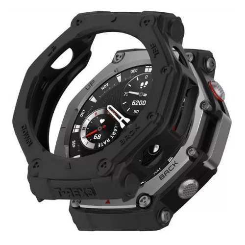 Amazfit T-Rex 3, Szilikon védőkeret, közepesen ütésálló, szíj nélkül, fekete