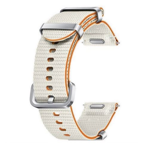 Samsung Galaxy Watch 4 / 5 / 5 Pro / 6 / 7 / FE (40 / 44 / 45mm) / Watch 4 Classic / 6 Classic (42 / 43 / 46mm), textíl pótszíj, S / M méret, állítható, izzadtságátló, vízálló, dupla szíj bújtatóval, krém, gyári