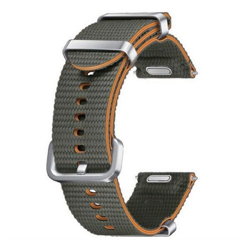 Samsung Galaxy Watch 4 / 5 / 5 Pro / 6 / 7 / FE (40 / 44 / 45mm) / Watch 4 Classic / 6 Classic (42 / 43 / 46mm), textíl pótszíj, S / M méret, állítható, izzadtságátló, vízálló, dupla szíj bújtatóval, sötétzöld, gyári