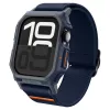 Apple Watch 10-11 (46 mm), textíl pótszíj, szilikon keret, közepesen ütésálló, Spigen Lite Fite Pro, sötétkék