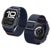 Apple Watch 10-11 (46 mm), textíl pótszíj, szilikon keret, közepesen ütésálló, Spigen Lite Fite Pro, sötétkék