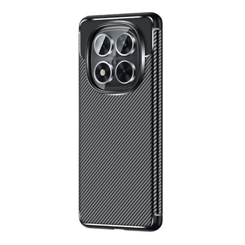 Xiaomi Redmi Note 14 Pro 5G (Global) / Poco X7, Szilikon tok, közepesen ütésálló, légpárnás sarok, karbon minta, fekete