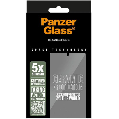 Samsung Galaxy S25 Plus SM-S936, Kijelzővédő fólia, ütésálló fólia (az íves részre is!), Tempered Glass (edzett üveg), 3D Full Cover, Panzerglass Ceramic Protection, Clear