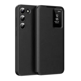   Samsung Galaxy S24 Plus SM-S926, Oldalra nyíló tok, hívás mutatóval, kártyatartóval, Smart View Cover, fekete