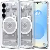 Samsung Galaxy S25 SM-S931, Műanyag hátlap védőtok + szilikon keret, Magsafe töltővel kompatibilis, Telefon belső minta, Spigen Ultra Hybrid Zero One Mag, átlátszó/fehér