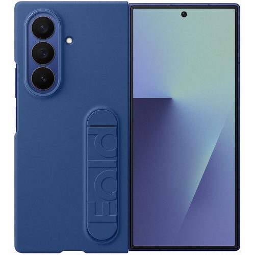 Samsung Galaxy Z Fold7 SM-F966B, Szilikon tok, + 2 db kijelzővédő fólia, matt, kitámasztóval, kék, gyári