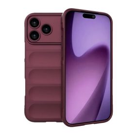   Apple iPhone 17 Pro, Szilikon tok, közepesen ütésálló, 3D minta, bordó