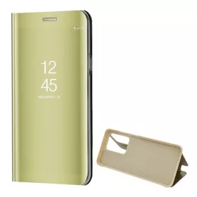   Samsung Galaxy S20 Ultra 5G SM-G988, Oldalra nyíló tok, hívás mutatóval, Smart View Cover, arany (utángyártott)