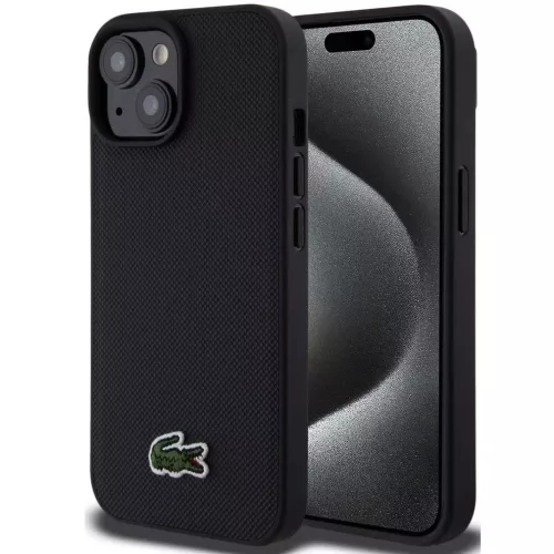 Lacoste Iconic Petit Pique Woven Logo Apple iPhone 15 MagSafe tok, fekete
