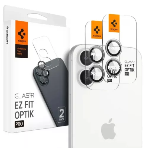 Spigen Glas.tR EZ Fit Optik Pro Apple iPhone 16 / 16 Plus / 17, Tempered kameravédő fólia, felhelyező kerettel, Crystal Clear / átlátszó (2db)