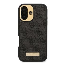   Guess 4G Logo Plate iPhone 16 Pro MagSafe kemény hátlap tok, fekete GUHMP16LU4GPRK