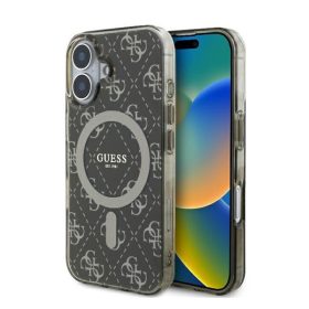   Guess IML 4G Background iPhone 16 Plus MagSafe kemény hátlap tok, barna GUHMP16MH4DTEW