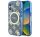 Guess IML Peony On 4G Background iPhone 16 MagSafe kemény hátlap tok, kék GUHMP16SH4PYEEB