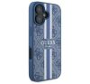 Guess 4G Printed Stripes iPhone 16 MagSafe kemény hátlap tok, kék GUHMP16SP4RPSB