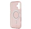 Guess IML Rhinestones MagSafe iPhone 16 kemény hátlap tok, rózsaszín GUHMP16SPFTDTEP