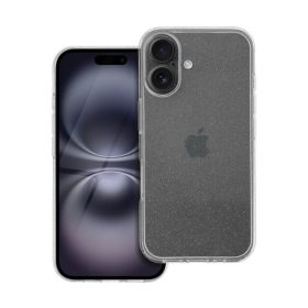 Clear 2mm iPhone 16 csillámos szilikon tok, átlátszó