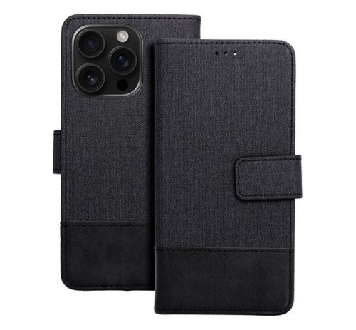 Gomma Samung Galaxy A55 5G flip/oldalra nyíló tok kártyatartó résszel, fekete