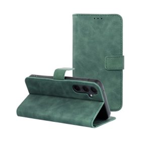   Tender Book Samsung Galaxy A35 5G flip/oldalra nyíló műbőr tok kártyatartó résszel, zöld