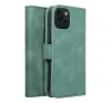 Tender Book iPhone 15 flip/oldalra nyíló műbőr tok kártyatartó résszel, zöld