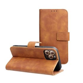   Tender Book Samsung Galaxy S24 Ultra flip/oldalra nyíló műbőr tok kártyatartó résszel, barna