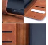 Tender Book iPhone 15 flip/oldalra nyíló műbőr tok kártyatartó résszel, barna