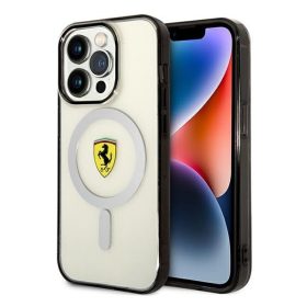   Ferrari Outline iPhone 14 Pro MagSafe kompatibilis kemény hátlap tok, átlátszó FEHMP14LURKT