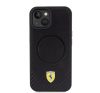 Ferrari Carbon Metal Logo  iPhone 15 / 14 / 13 MagSafe kompatibilis kemény hátlap tok, fekete FEHMP15SPTEK