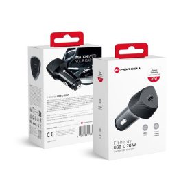   FORCELL F-ENERGY CC50-1C USB-C autós töltő, PD, 3A, 20W, carbon fekete