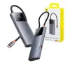 Baseus Metal Gleam II Series 6 az 1-ben hub USB-C, 3x USB-A 3.0, HDMI, USB-C PD, Ethernet RJ45, ezüst