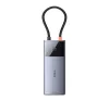 Baseus Metal Gleam II Series 6 az 1-ben hub USB-C, 3x USB-A 3.0, HDMI, USB-C PD, Ethernet RJ45, ezüst