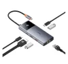 Baseus Metal Gleam II Series 6 az 1-ben hub USB-C, 3x USB-A 3.0, HDMI, USB-C PD, Ethernet RJ45, ezüst
