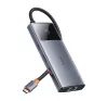 Baseus Metal Gleam II Series 6 az 1-ben hub USB-C, 3x USB-A 3.0, HDMI, USB-C PD, Ethernet RJ45, ezüst