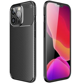   Forcell Carbon Premium Samsung Galaxy S25 szilikon tok, karbon mintás szilikon tok, fekete