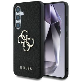   Guess Grained Big 4G Logo Small Classic Logo Samsung Galaxy S25 kemény hátlap tok, fekete