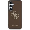 Guess Grained Big 4G Logo Small Classic Logo Samsung Galaxy S25 kemény hátlap tok, barna