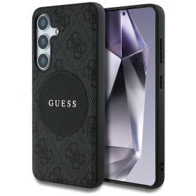   Guess 4G Round Patch Classic Logo Samsung Galaxy S25 MagSafe kemény hátlap tok, fekete