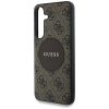 Guess 4G Round Patch Classic Logo Samsung Galaxy S25 MagSafe kemény hátlap tok, barna